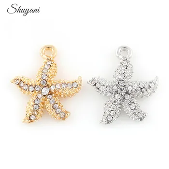 

23*20mm Mix Color Ses Starfish Charms Metal Crystal Shell Pendant DIY Bracelet Jewelry Accessories