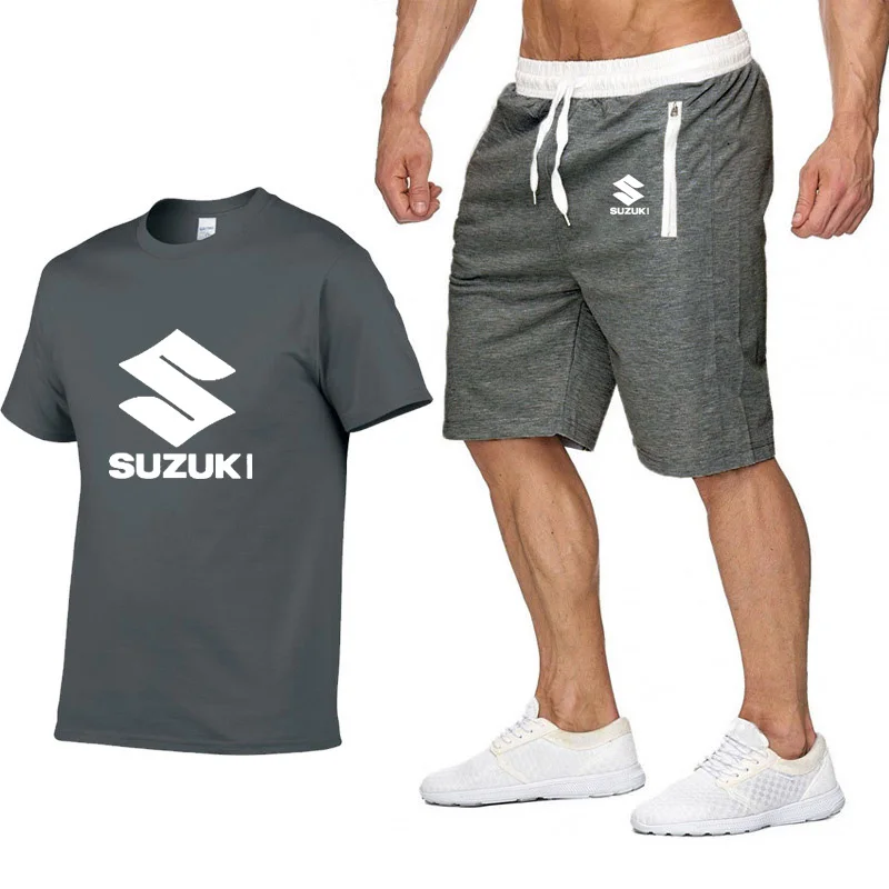 

Mens Short sleeve Suzuki Car Logo Summer Mens t Shirt HipHop Harajuku T-Shirt high quality Cotton TShirts shorts suit Sportswear