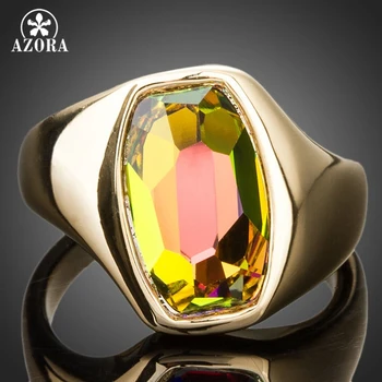 

AZORA Latest Brand Design Gold Color Gradient Bright Color Stellux Austrian Crystal Ring TR0140