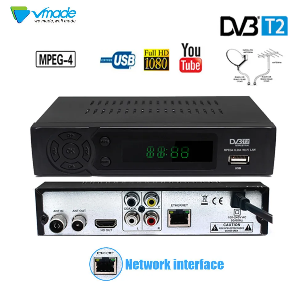 

Hot sale DVB-T2 terrestrial digital Satellite TV signal receiver Decoder TV Box Support Lan RJ45 Youtube Biss FTA PVR dvb-T Set