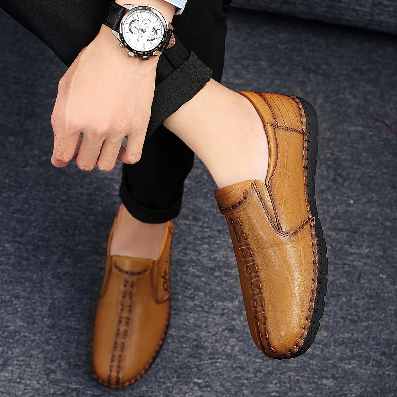 

Men Casual Shoes Leather Shoes Handmade Men Handtailor Vintage Sneakers Moccasins Flats Driving Shoes Male Non-slip Footwear
