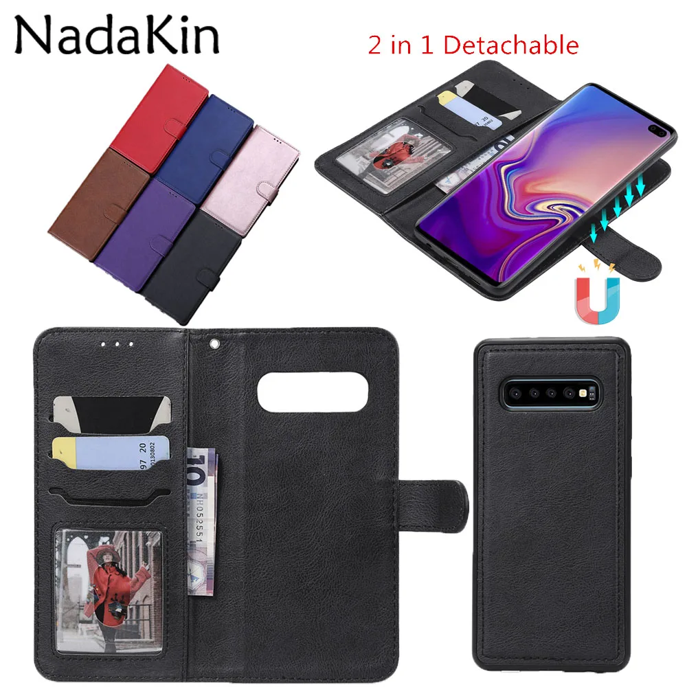 

2 in 1 Detachable Flip Book Case for Huawei Mate 20 Pro P Smart Plus Nova 3i 3 Y5 Y9 2018 Honor 8C 8X Phone Cover With Strap