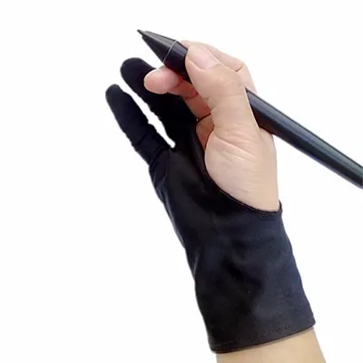 2 шт перчатки для рисования перчатки для художника для любого графического рисунка планшета черные 2 пальца противообрастающие, как для правой, так и для левой руки