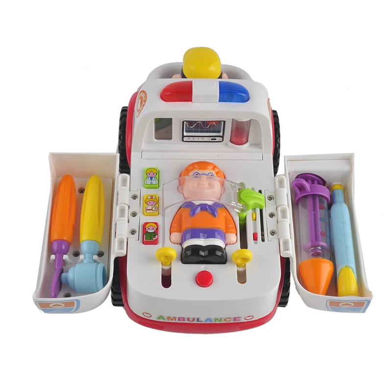 0-3 Years Old Baby Learning&educational Ambulance Toy Car Styling Doctor Emergency Model with Light and Music Electric Car kid