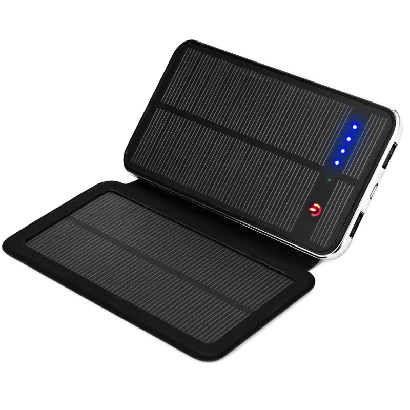 R5S Portable Solar Power Bank 10000MAH Double Solar Panels Dual USB LED