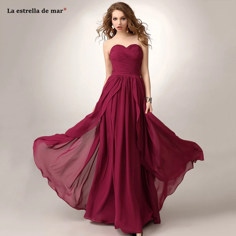 

Robe demoiselle d'honneur pour femme new chiffon Off Shoulder A line burgundy bridesmaid dresses Floor Length wedding party dres