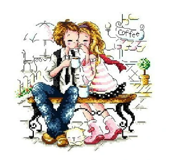 

needlework, embroidery, cross stitch kits counted 14ct cartoon coffee lovers house wedding decoration DIY gift top grade newest