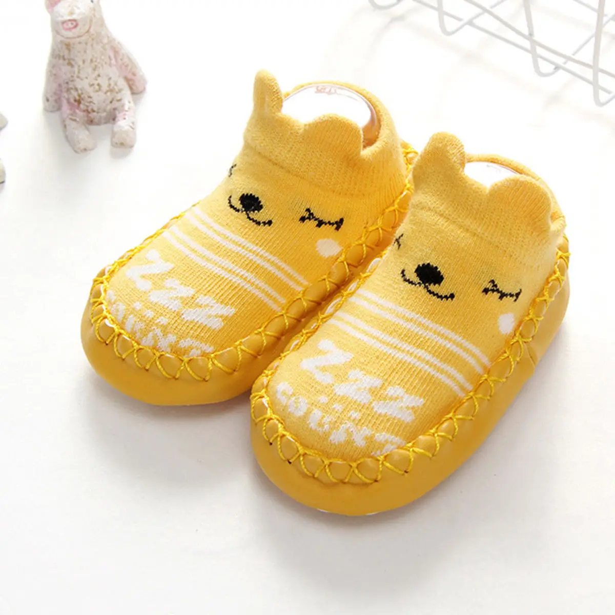 Pudcoco/ новые брендовые нескользящие носки с рисунком для маленьких мальчиков и девочек Теплые носки-Тапочки - Цвет: Цвет: желтый