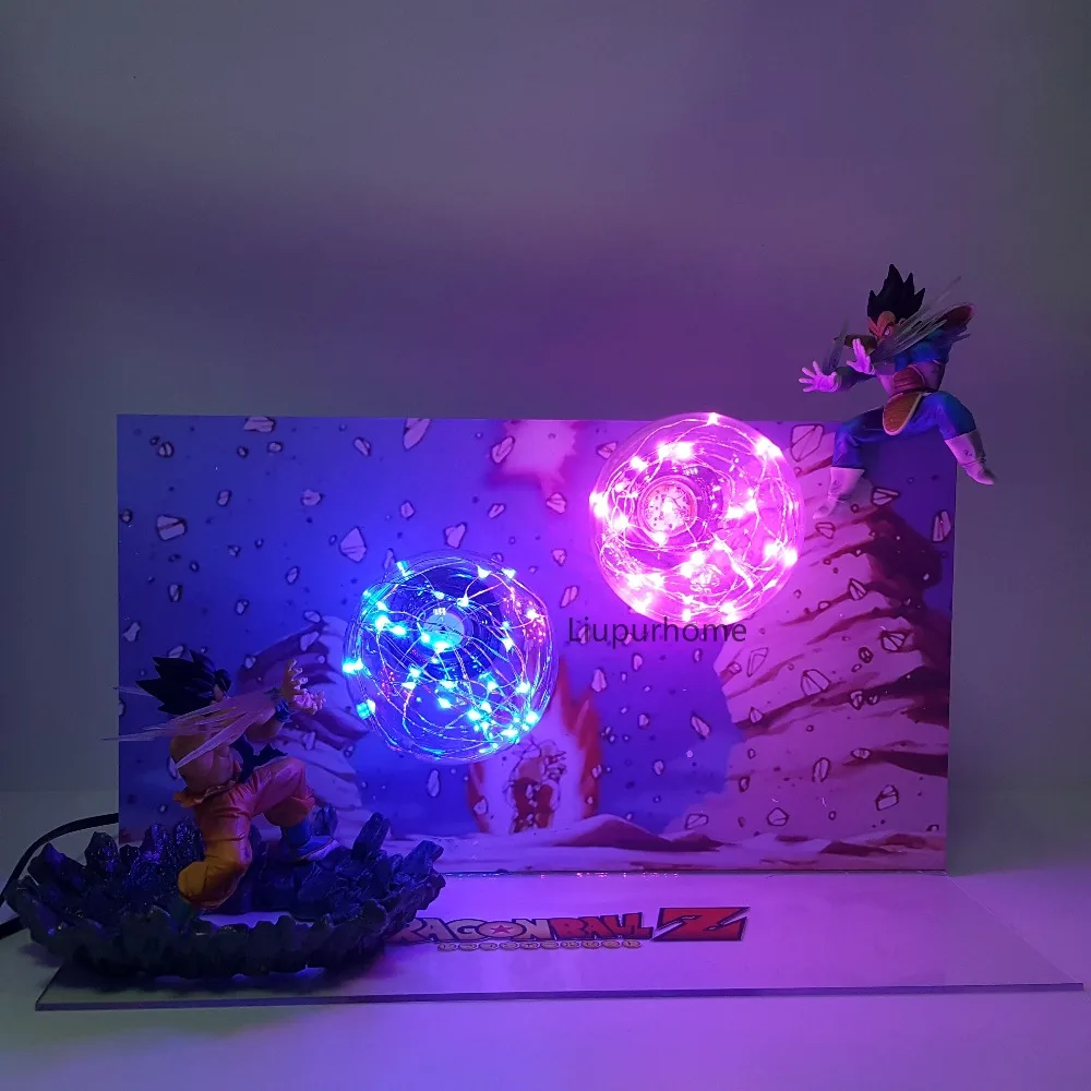 Dragon Ball лампы сын Goku kamehameha против Вегета Galick пистолет светодио дный светодиодные ночники Lampara Dragon Ball Z Супер Saiyan DBZ настольная лампа