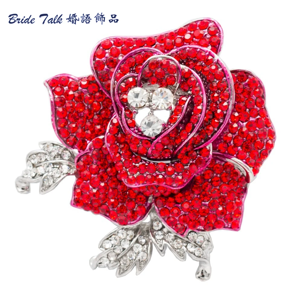 2.1" Beautiful Rhinestone Fashion Jewelry Rose Bud Rhinestone Crystal