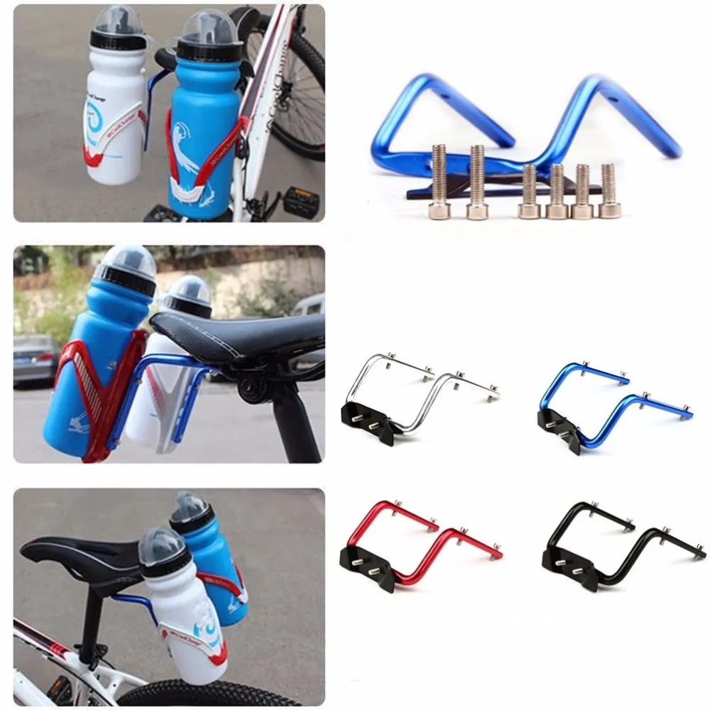 Bicycle MTB Bike Seat Post Back Double Water Bottle Holder Cage Rack Adapter 