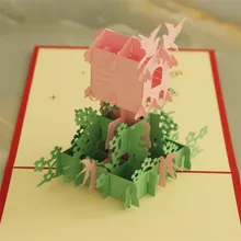 Birdcage лазерная резка 3D всплывающая бумага лазерная резка ремесла дисплей пользовательские открытки ручной работы подарки на день рождения 15*15 см