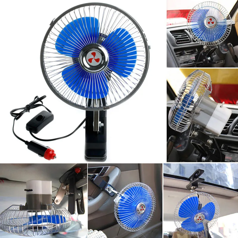 

12V Fan Oscillating With Suction Cup Car Fan Vans Caravan Cars Dashboard Vehicle