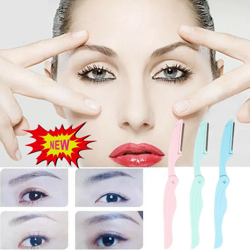 

3 Pack Eyebrow Brow Trimmer Shaper Dermaplaning Safe Painless Portable Straight Razor Tool Eye Brow Shaper Face Razor Tools