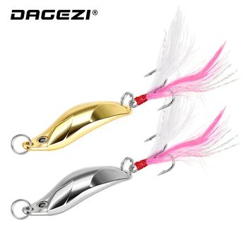 

DAGEZI Metal Spoon Fishing Lure 14g Silver/Gold Hard Bait With Feather For Bass Fishing Tackle Fiahing Bait Treble Hook Pesca