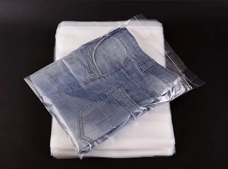 28x42 см, ясно самоклеящиеся Костюмы Пластик упаковка мешок, толстый мешок PE для одежды рубашки Жан, 100 упак