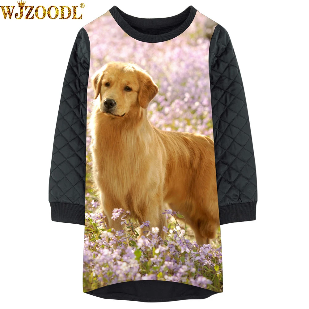 Girl Dresses Winter Kids Dress puppy dog print Baby Long Sleeve ...