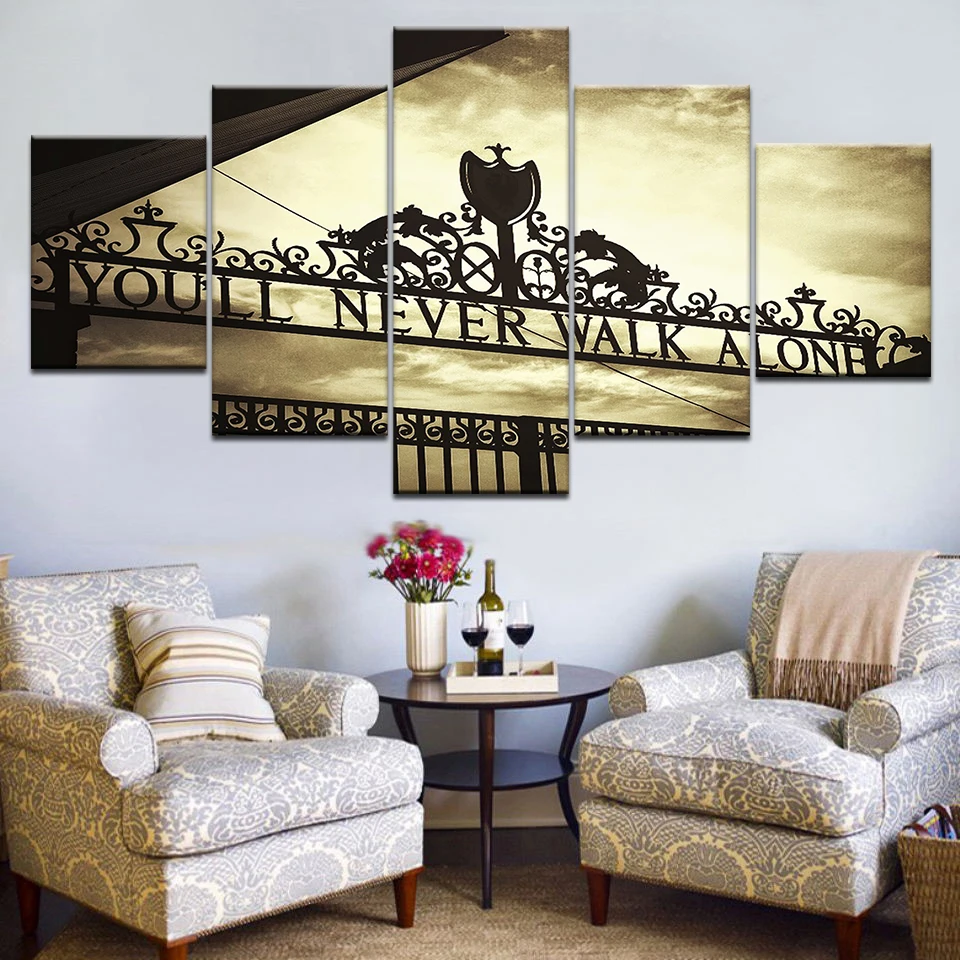 

Canvas HD Printed Posters Home Decor Framework 5 Pieces You Will Never Walk Alone Paintings For Living Room Wall Art Pictures