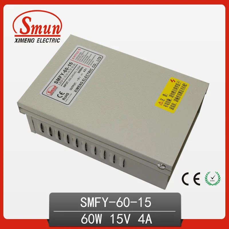 

60W 15V 4A Rainproof Outdoor Single Output Switching Power Supply SMPS AC TO DC For LED SMFY-60-15