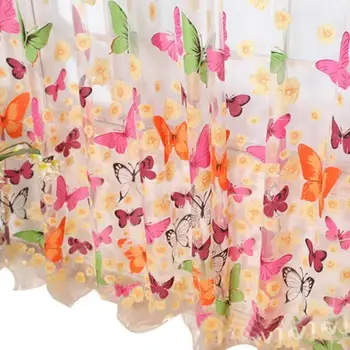 

Hot! Curtain Butterfly Print Sheer Window Panel Curtains Divider New For Living Room Bedroom Girl 200X100CM Dropshipping apr26