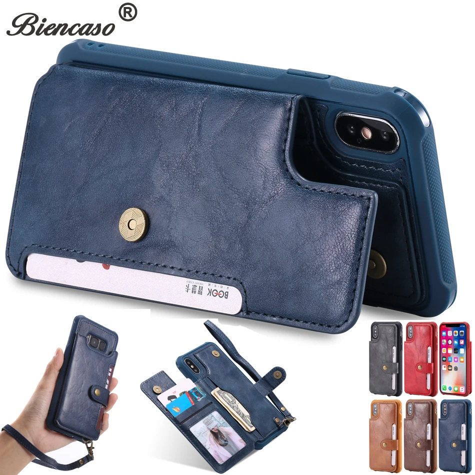 

Wallet Case For iPhone 6 6s Plus 7 8 Plus X Case Leather Card Magnet Cover For Samsung Galaxy S9 S8 Note 9 Stand Cases Bag B128
