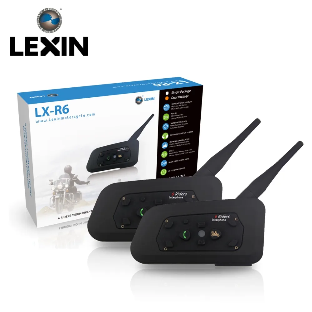 2 pcs 2017 New Version R6 1200M BT Wireless Motorcycle Helmet Interphone Bluetooth Intercom Headsets for