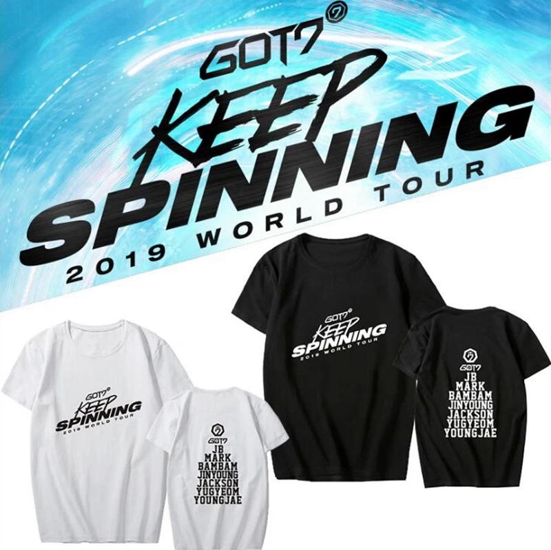 Kpop World tour Keep Spinning футболка с коротким рукавом kpop Got7 Джексон мужские и женские