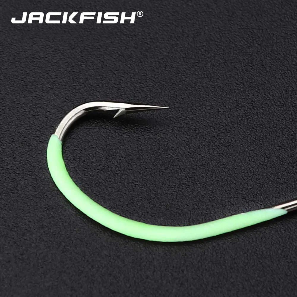 JACKFISH 10Pcs/Lot High Carbon Steel Luminous Fishing Hook #9-#18 Fishhooks Durable Pesca barbed hook Fishing Tackle