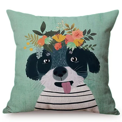 Cute Watercolor Painting Cat Flamingo Dog Kid's Nursery Art Room Decorative Throw Pillow Case Cotton Linen Animal Cushion Cover M090-12