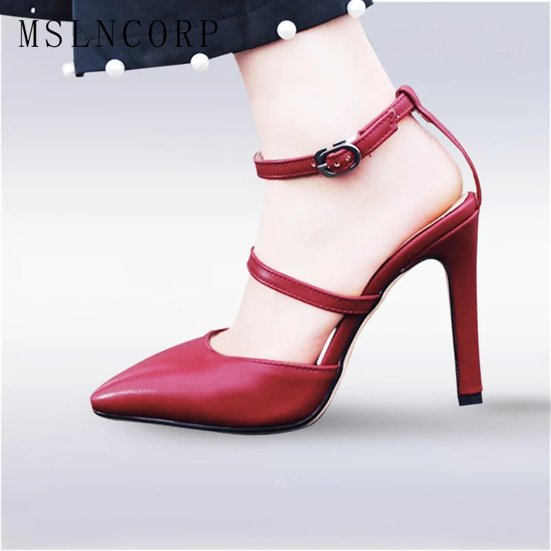 

Plus Size 34-44 High Heels Sandals Women Pumps Fashion Elegant Ankle Buckle Wedding Casual Pointed Toe Party Dress Office shoes