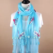Весенний стиль длинные шифоновые шелковые шарфы 50*160 см цветочный стиль цветы шарфы с цветочным принтом женский шарф