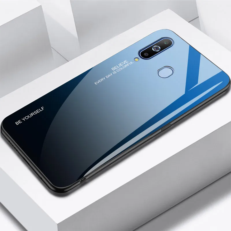 Чехлы с закаленным стеклом для samsung Galaxy A70 чехол A50 A30 A20E A20 A10 M30 M20 M10 A750 на спине градиент Цвет бампер для A9Pro - Цвет: 7