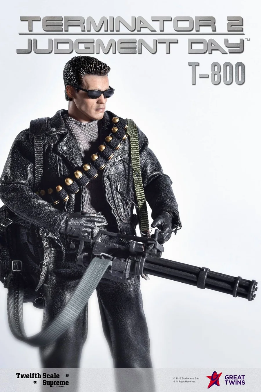 Mini-Gun avec munitions ceinture 1//12 scale Toy Terminator 2-T-800