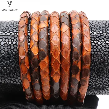 

Custom Size High End Real Brown Python Cords Leather Fashion Jewelry Rope 5mm Genuine Python Leather Cords For Jewelry Bracelet