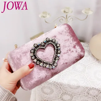 

2019 New Design Women's Fashion Evening Bags Ladies Diamonds Heart Mini Handbags Wedding Party Bride Velvet Clutches Night Purse