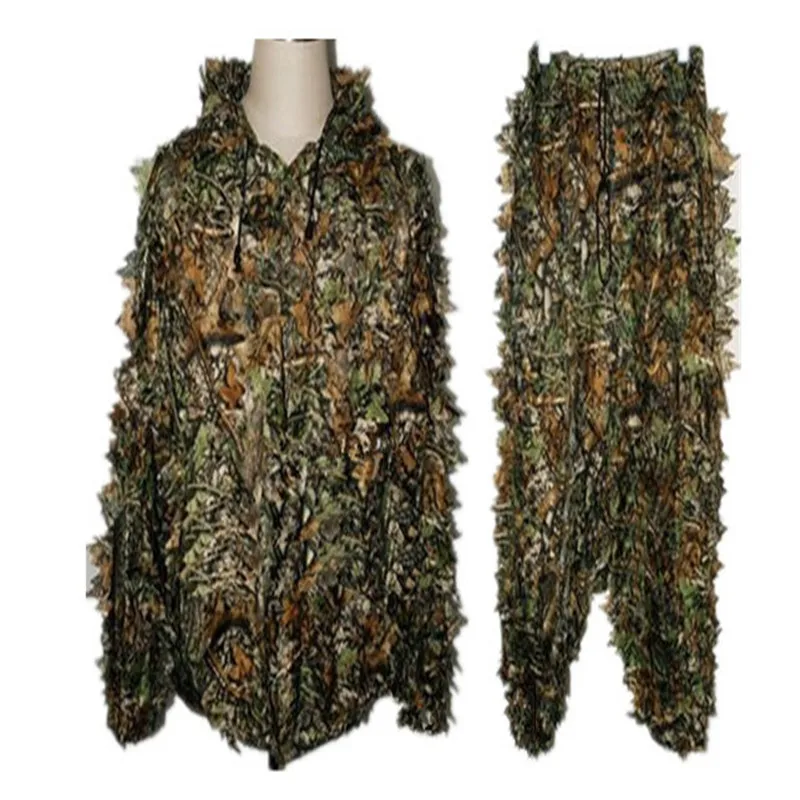 

Hunting clothes New 3D maple leaf Bionic sniper birdwatch airsoft Camouflage Clothing jacket and pant Men and womens