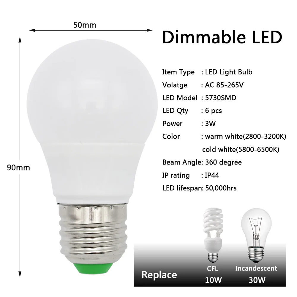 ANBLUB 1 шт. светодиодный светильник E27 3 Вт 5 Вт 7 Вт 9 Вт AC 85-265 в супер яркий алюминиевый охлаждающий светодиодный светильник с регулируемой яркостью