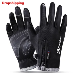 Kyncilor восхождение перчатки износостойкие Нескользящие с ПУ-покрытием ладонной части защита от ветра и влаги толще Сенсорный экран перчатка для горного велосипеда Перчатки Походные - изображение