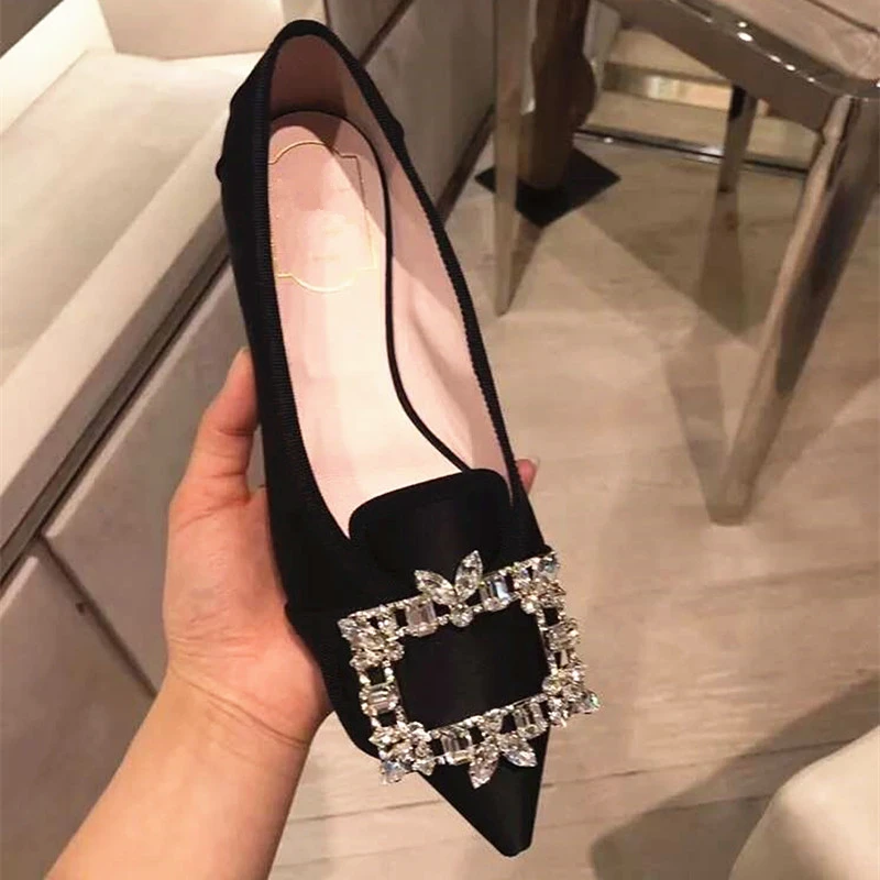 

New Arrival Women Flats 2019 Elegant Pointed Toe Flat Shoes Woman Loafers Rhinetones Design Zapatillas Mujer Casual Ladies Shoes