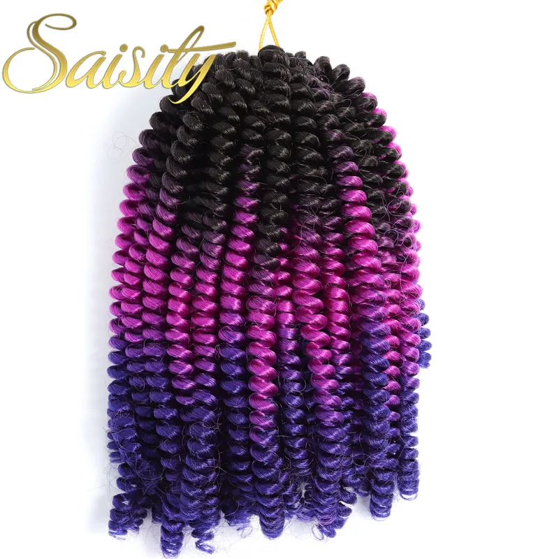 

Saisity Purple Brown Ombre Spring Twist Braiding Hair Extensions 30 strands/pack Crochet Bomb Twist Synthetic Hair