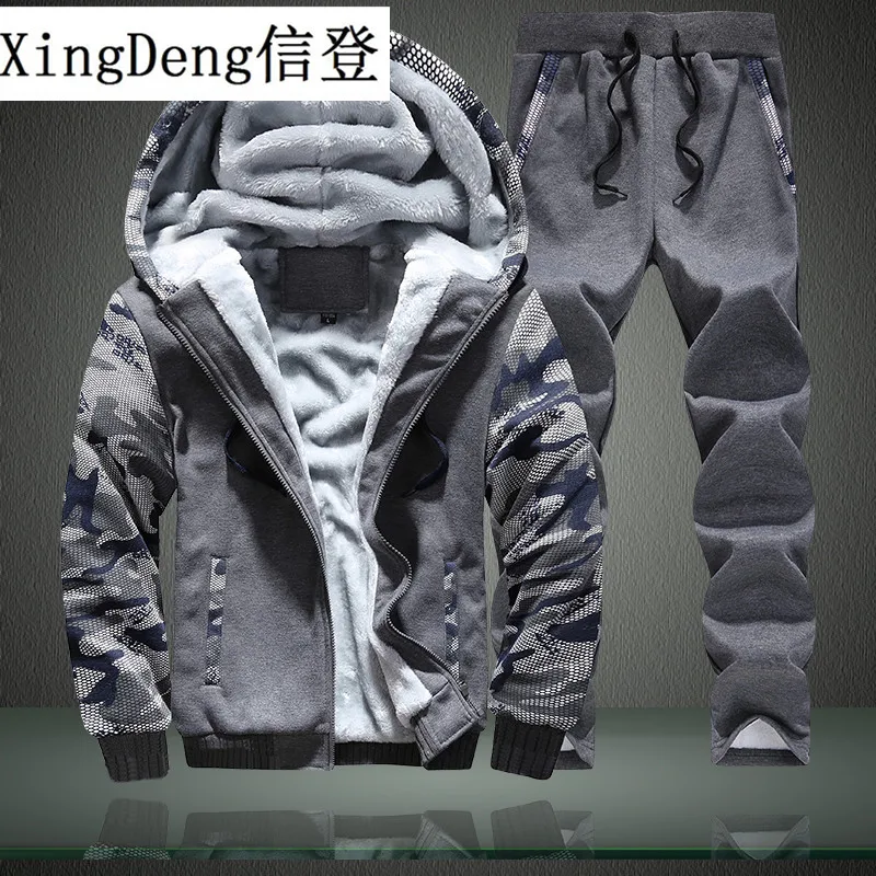 XingDeng толстовки зима Для мужчин наборы теплое пальто худи "Каратель" теплые мужские утепленные куртки толстовк на молнии с капюшоном Размер США