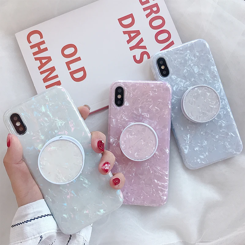 

Colorful marble Veins Holder Stand Phone Case For Iphone XS Max 8 7 Plus X 6 S Plus Case Silicone Soft Phone Back Cover Coque