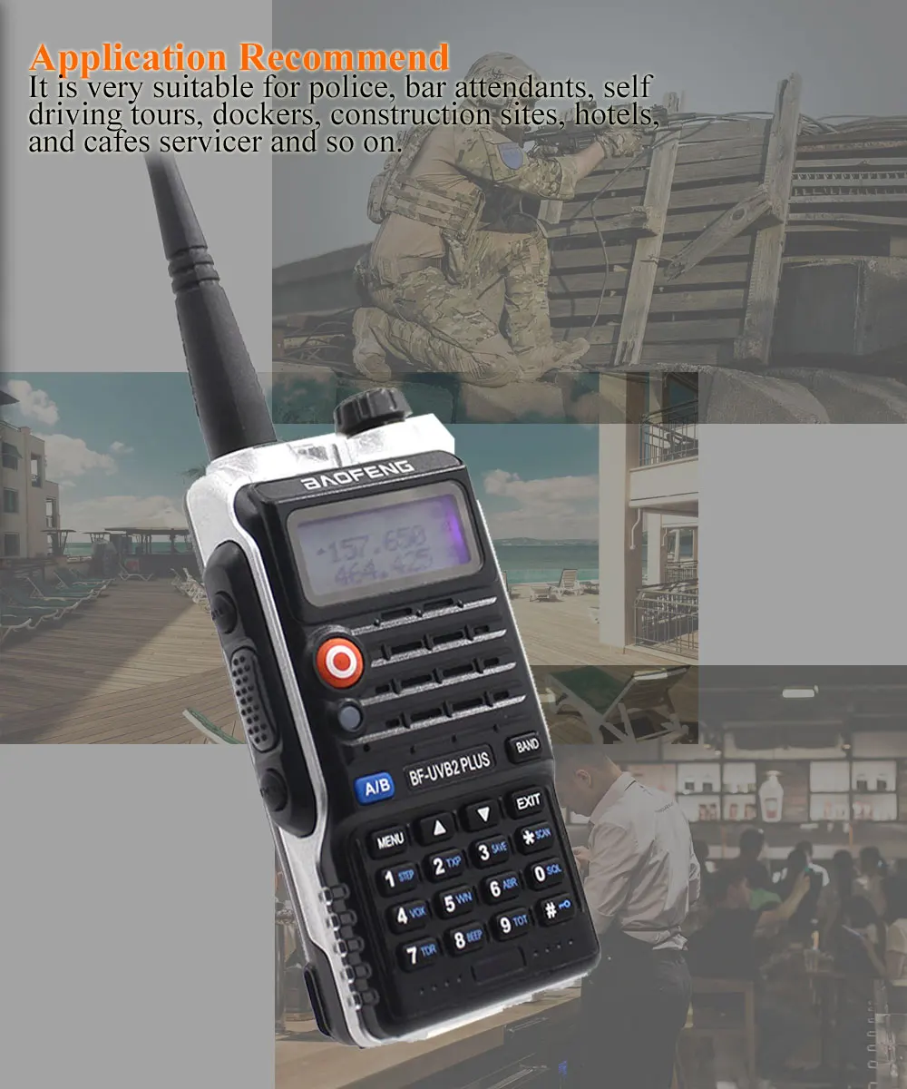 Baofeng UV-B2Plus иди и болтай Walkie Talkie 8 Вт Dual Band 136-174 МГц 400-520 МГц 4800 мАч двухстороннее Любительское радио UVB2 плюс FM трансивер Walkie Talkie двухстороннее