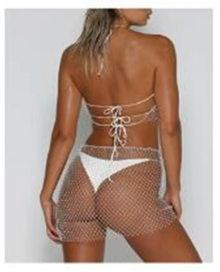 fishnet diamond beach cover up