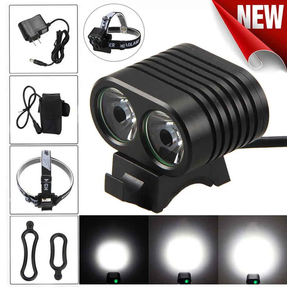 

MUQGEW Rechargeable 8000Lumen 2x CREE Chips XM-L2 LED Bicycle Lamp Professional Bicycle Bike Head Headlight+ Rear light