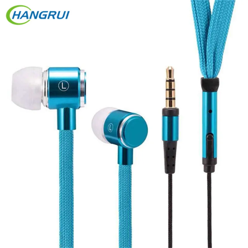 

HANGRUI Shoelaces In Ear earphones metal subwoofer Earphone with Microphone Bass earbuds MP3 Headset For iphone samsung xiaomi