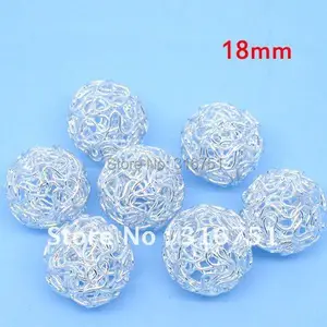 Горячая Распродажа Бесплатная доставка 100 шт посеребренные полые закрученные шариковые проволочные бусины 18 мм Диаметр (w01623 F) Aa - изображение