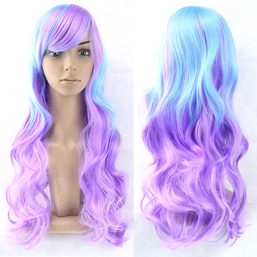 Soowee 11 Colores 70cm Pelo Sintético Recto Ombre Cosplay Peluca Negro Blanco Cabello Sintético Rojo Pelucas Peruca