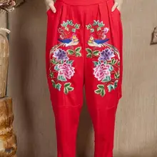 Распродажа,,, весенние женские новые модные Хлопковые Штаны с вышивкой и высокой талией для отдыха/L-XXL