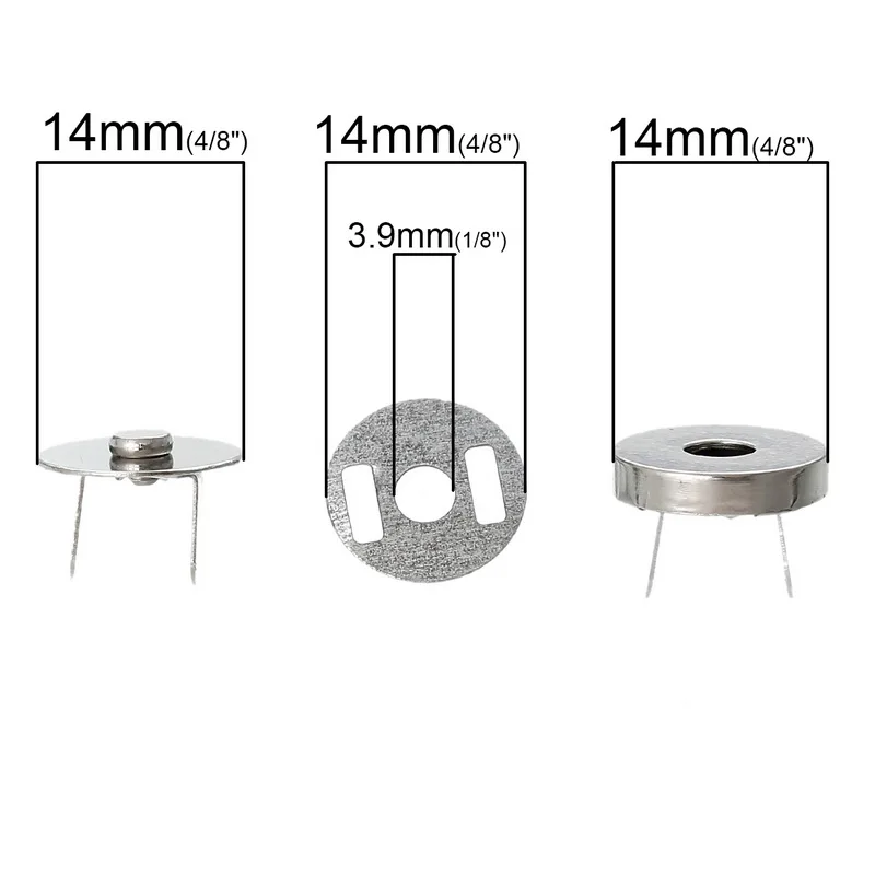 50Sets Round Magnetic Purse Snap Clasps Closure 14mm Fermoir Silver Tone DIY Purse Handbag Making